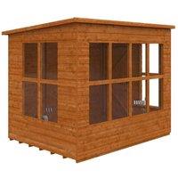 Buttercup Farm 8 x 6 Feet Penthouse 12mm Shed - Solid Wood/Softwood/Pine in Burnt Orange