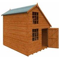Buttercup Farm 8 x 6 Feet Clubhouse 12mm Shed - Solid Wood/Softwood/Pine in Burnt Orange