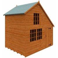 Buttercup Farm 6 x 8 Feet Clubhouse 12mm Shed - Solid Wood/Softwood/Pine in Burnt Orange