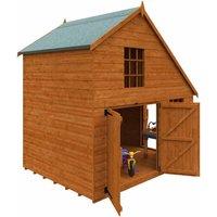 Buttercup Farm 6 x 8 Feet Club Garage 12mm Shed - Solid Wood/Softwood/Pine in Burnt Orange