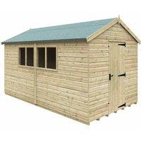 Buttercup Farm 14 x 8 Feet Apex Premier 16mm Shed - Solid Wood/Softwood/Pine in Green