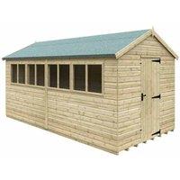 Buttercup Farm 16 x 8 Feet Apex Premier 16mm Shed - Solid Wood/Softwood/Pine in Natural