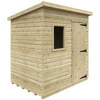 Buttercup Farm 7 x 5 Feet Tanalised Deluxe Pent 16mm Shed - Solid Wood/Softwood/Pine in Green