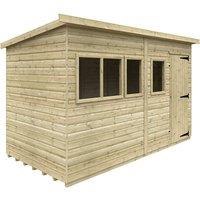 Buttercup Farm 12 x 6 Feet Tanalised Deluxe Pent 16mm Shed - Solid Wood/Softwood/Pine in Green