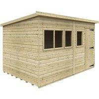 Buttercup Farm 12 x 8 Feet Tanalised Deluxe Pent 16mm Shed - Solid Wood/Softwood/Pine in Natural