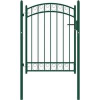 Berkfield Home Fence Gate with Arched Top Steel 100x125 cm Green
