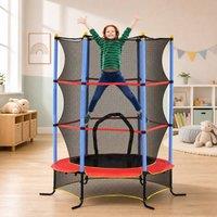 STILVORA Kids Trampoline with Safety Net Blue