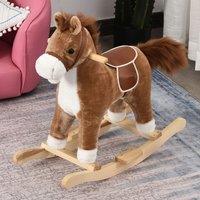 HOMCOM Kids Plush Rocking Horse w/ Sound Moving Mouth Wagging Tail 36 - 72 Month in Brown