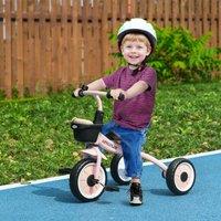 AIYAPLAY Trike for 2-5 Years Old, Kids Tricycle with Adjustable Seat, Basket in Pink