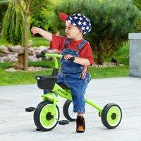 AIYAPLAY Trike for 2-5 Years Old, Kids Tricycle with Adjustable Seat, Basket in Green
