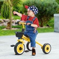 AIYAPLAY Trike for 2-5 Years Old, Kids Tricycle with Adjustable Seat, Basket in Yellow