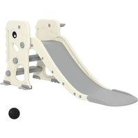 VOGREX Cream Foldable Kids Slide with Climber & Hoop in White