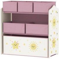 VOGREX Pink 3-Tier Kids Storage Unit with 6 Fabric Bins