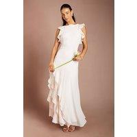 Coast Women's Honoured Ruffle Georgette Maxi Bridesmaid Dress in Dusty Rose | Size: 12