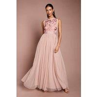 Coast Women's Embroidered Linear Floral Maxi Bridesmaid Dress in Blush | Size: 10