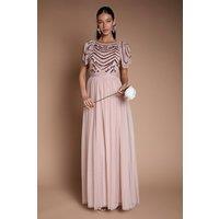 Coast Women's Sparkle Drape Sleeve Bridesmaid Midi Dress in Blush | Size: 12