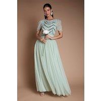 Coast Women's Sparkle Drape Sleeve Bridesmaid Midi Dress in Sage | Size: 14