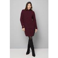 Wallis Women's Lace Detail Ribbed Knitted Dress in Wine | Size: Small