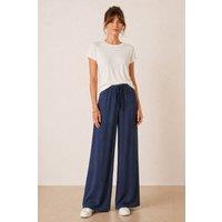 Style Cheat Women's Elasticated Tie Front Denim Trouser in Blue | Size: 8