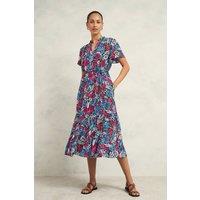 Hobbs London Women's Sia Floral Print Midi Dress in Navy | Size: 10