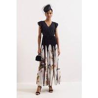 Phase Eight Women's Pleated Romance Maxi Dress in Black | Size: 10