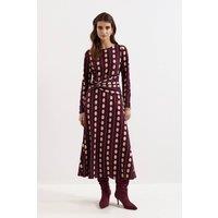 Phase Eight Women's Petite Eugenie Polka Dot Midi Dress in Maroon | Size: 6