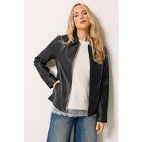 Long Tall Sally Women's Tall Faux Leather Zip Jacket in Black | Size: 22-24