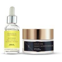 Erth Skin London Women's Bee Venom Serum Oil 30ml + Anti-Aging Night Moisturizer 24K Gold 50ml in White