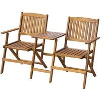 Berkfield Home Folding Garden Bench with Tea Table 140 cm Solid Acacia Wood in Brown