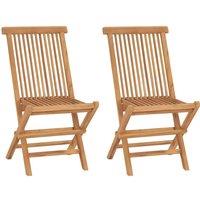 Berkfield Home Folding Garden Chairs 2 pcs Solid Teak Wood in Brown
