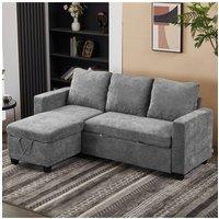 Living and Home L-Shaped Corner Sofa Bed 3 Seater Sofa with Storage in Grey