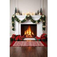 Living and Home 2.7m Christmas Garland with Poinsettia & Merry Christmas Sign in Gold