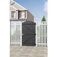 Living and Home Semi Braced Arch Top Strong Wooden Garden Gate in Dark Grey | Size: Medium