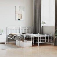 Berkfield Home Metal Bed Frame with Headboard & Footboard White 150x200 cm King Size