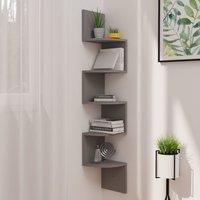 Berkfield Home Wall Corner Shelf Grey 19x19x123 cm Engineered Wood | Size: 19 x 19 x 123 cm