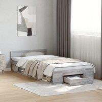 Berkfield Home Bed Frame with Drawer without Mattress Grey Sonoma 90x190 cm Single