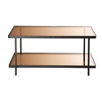 CALICOSY ORA Coffee Table, 100Cm Long, In Black Metal With Smoked Glass Tops