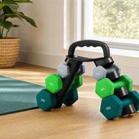 STILVORA Dumbbell Set with Rack & Kettlebell Function in Black