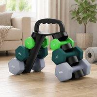 STILVORA Dumbbell Set with Rack & Adjustable Kettlebell Function in Black