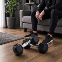 STILVORA 8 kg Hex Dumbbell Set in Black