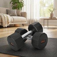 STILVORA 8 kg Dumbbell Set with Anti-Roll Design & Non-Slip Grip in Black
