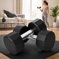 STILVORA 2 x 6 kg Dumbbell Set with Non-Slip Grip in Black