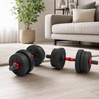 STILVORA 20 kg Adjustable Dumbbell & Barbell Set in Black