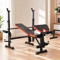 STILVORA Multi-Function Weight Bench with Barbell Rack & Leg Extension in Black