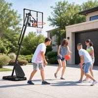 STILVORA Adjustable Basketball Hoop & Stand on Wheels in Black