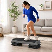STILVORA Adjustable Stepper with Non-Slip Surface in Grey