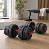 STILVORA 30 kg Adjustable Dumbbell & Barbell Weight Set in Black