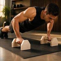 STILVORA Push Up Bars with Non-Slip Base in Natural Wood
