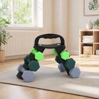 STILVORA Dumbbell Set with Rack & Adjustable Kettlebell Function in Black