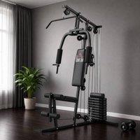 STILVORA Home Multi Gym with 45 kg Weight Stack & Press Arms in Black